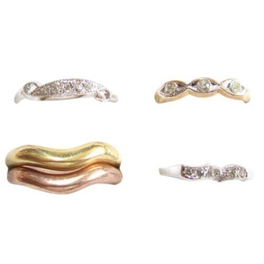 Vintage Size 10 Esposito 14K 18K GE‎ Gold Plated Rhinestone Band Rings Lot